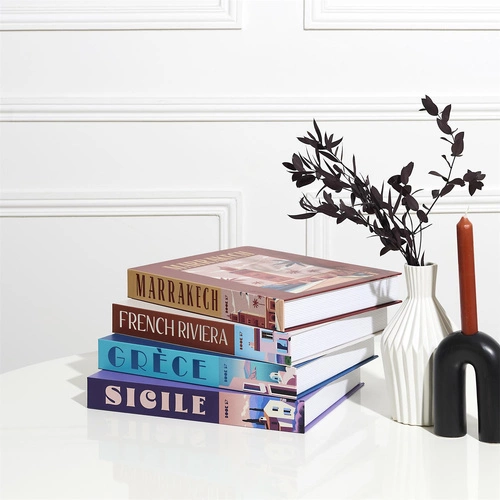 Dekorační kartonová krabice ve tvaru knihy Marrakech červená do obývacího pokoje Intesi