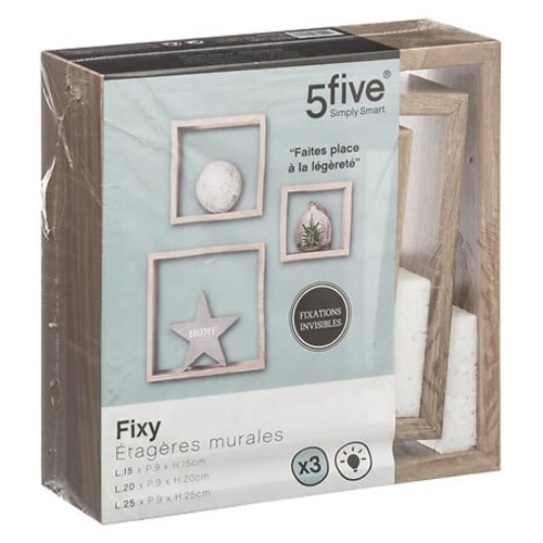 Sada 3 nástěnných polic Fixy S přírodní