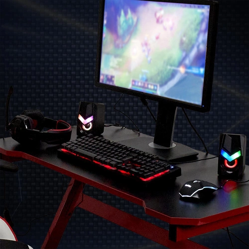 Herní stůl Unit červený moderní pro práci a studium kompaktní Intesi 100x50 cm