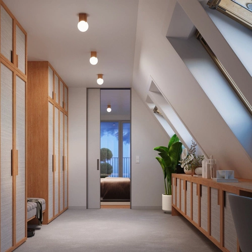 Stropní svítidlo SOLIS moderní dřevěné bílé do obýváku a ložnice 12 cm SOLLUX