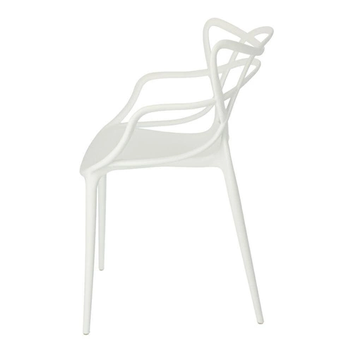 Bílá jídelní židle Lexi inspirovaná Master, moderní stohovatelná s područkami