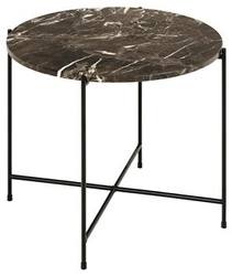 Konferenční stolek Avila kulatý nízký mramorový hnědý moderní glamour do obýváku 52 cm