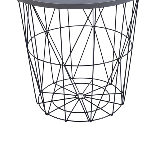 Konferenční stolek Salvatore kulatý šedý moderní loftový s černou ocelí do obýváku 42 cm