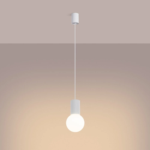 Závěsné svítidlo koule HALO 1 bílá moderní do obýváku a kuchyně skleněné SOLLUX LIGHTING