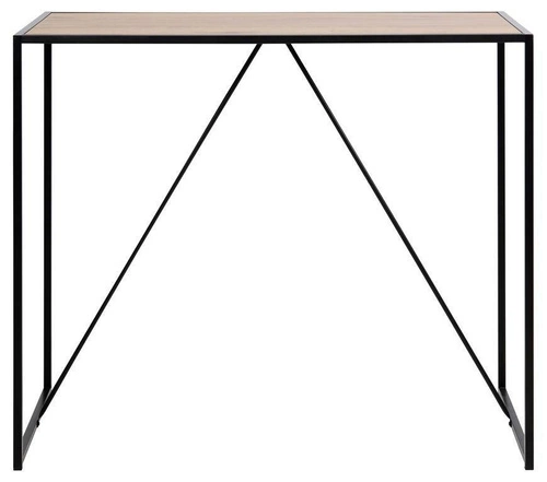 Barový stůl Seaford do kuchyně a jídelny, moderní industriální, černý s dubovou deskou 120 cm