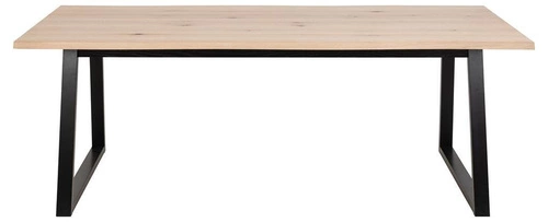 Jídelní stůl Malika 220x100 cm moderní bělený dub s černými nohami Actona