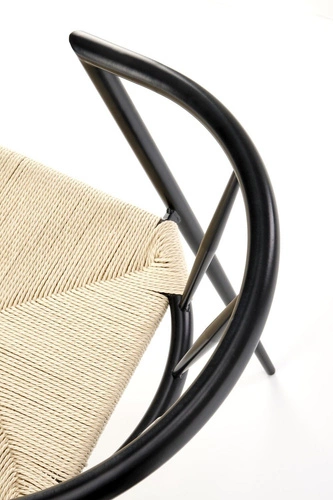 Kovová jídelní židle Tamara Intesi moderní černá s přírodním sedákem z provazu