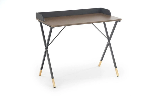 Moderní pracovní stůl Indira ořech černý 90 cm industriální Intesi do kanceláře nebo pracovny