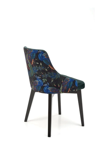 Jídelní židle Arkansas Intesi zelená čalouněná sametová moderní s dřevěnými nohami