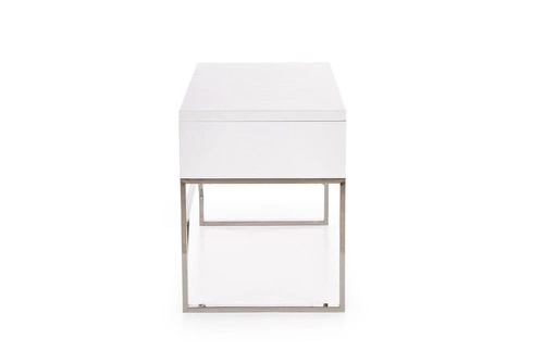 Psací stůl bílý se zásuvkami Galax Intesi moderní do pracovny 120x60 cm vysoký lesk chrom