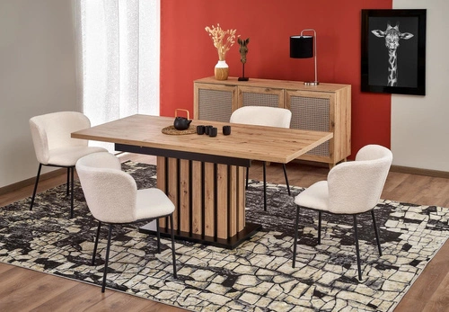 Rozkládací jídelní stůl Lamis 130-180x80 cm moderní dub artisan na jedné noze Intesi