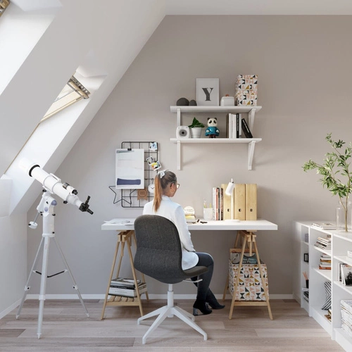 Stolní lampa RING bílá moderní s nastavitelným úhlem do kanceláře a ložnice kovová SOLLUX