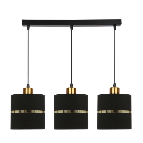 Assam závěsná lampa černá+zlatá 3x60W E27 stínidlo černé+zlatý pruh