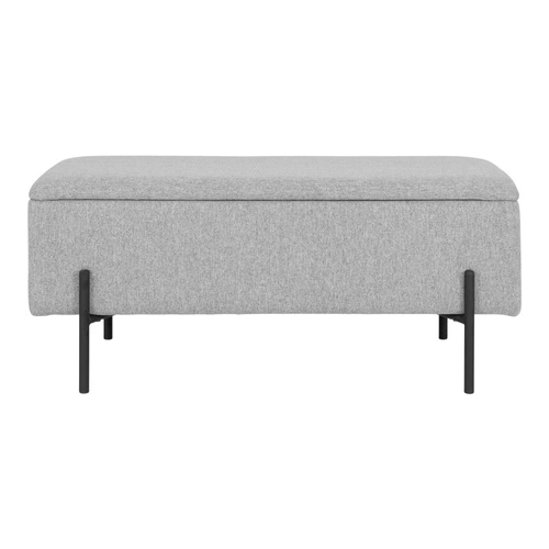 Čalouněná lavice s úložným prostorem Watford světle šedá boucle do předsíně na černých nohách