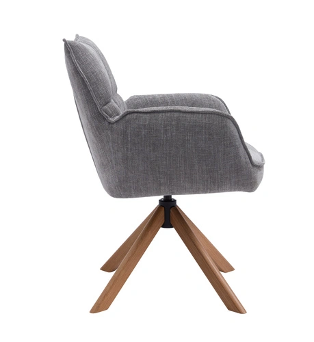 Otočná křesla Merys do obývacího pokoje moderní grafitová s dubovou podstavou UNIQUE
