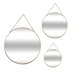 Sada 3 kulatých závěsných zrcadel ve zlatém rámu do předsíně Atmosphera