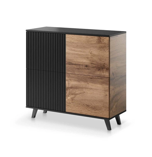 Komoda Adre 100 cm černá dub wotan na nožkách loftová do obývacího pokoje a ložnice Intesi