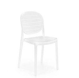 Bílá plastová jídelní židle Mindi do kuchyně, snadno omyvatelná, stohovatelná
