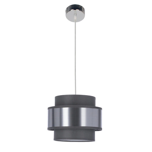 Zajíc chrom závěsná lampa 1x60W E27 stínidlo šedá+stříbrná