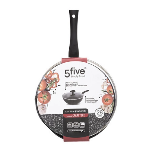 Kovaná hliníková pánev s poklicí 28 cm černá