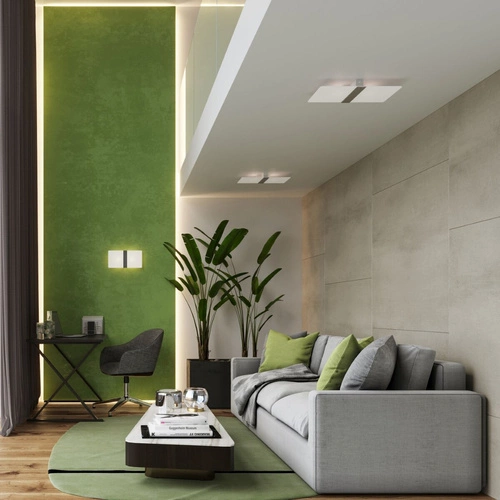 Moderní čtvercové skleněné stropní svítidlo AZALIA chrom Sollux do obýváku, kuchyně, ložnice