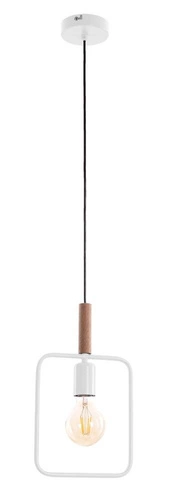 Moderní závěsné svítidlo Frame bílé s dřevem do obýváku, kuchyně nebo jídelny 110 cm