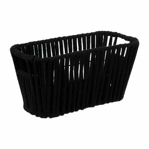 Černý moderní pletený úložný koš Manille 15x15 cm do ložnice 5five