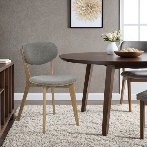 Jídelní židle Minsk Actona šedá čalouněná skandinávská dřevěná do obýváku