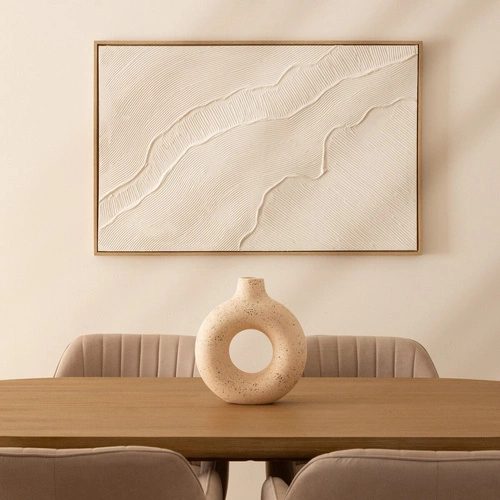 Čalouněná béžová jídelní židle s područkami na kovových nohách Atmosphera Visoca