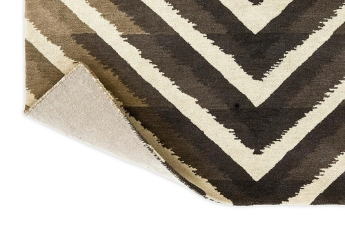 Moderní vlněný koberec Makalu Flint 170x240 geometrický do obýváku a ložnice béžový