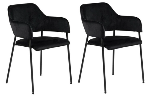 Sada 2 sametových černých židlí Lima s područkami