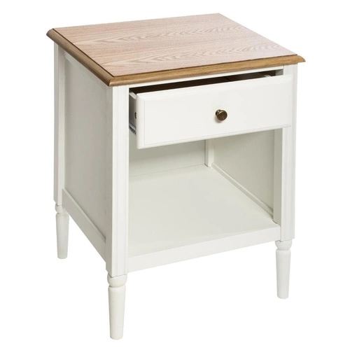 Bílý noční stolek se zásuvkou 45 cm skandinávský styl Solen Atmosphera do ložnice