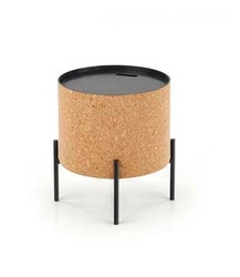 Konferenční stolek Teffa kulatý loftový s úložným prostorem do obýváku přírodní černý 38 cm