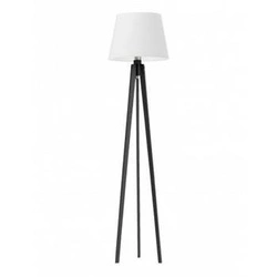 Stojací lampa do obýváku CURACAO moderní bílá s dřevěným stínidlem trojnožka Lysne 158 cm