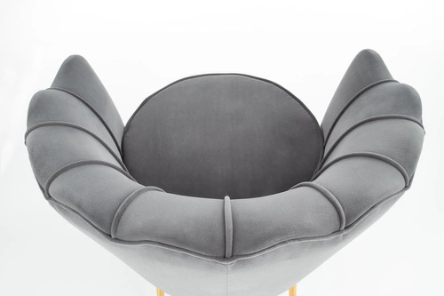 Křeslo mušle Florencie šedý samet glamour do obýváku Intesi moderní s područkami