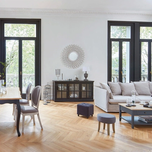 Černá sametová stolička k toaletnímu stolku, dřevěná, moderní do ložnice Atmosphera