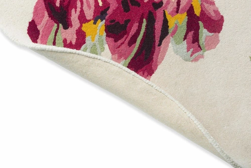 Kulatý vlněný koberec do obýváku s květinovým vzorem Gosford Cranberry 150 cm Laura Ashley