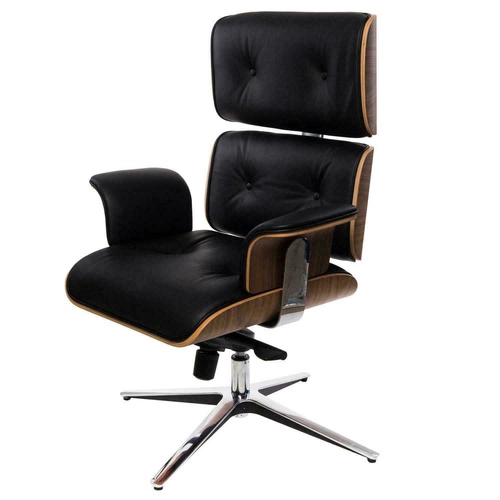 Ergonomická kancelářská židle VIP Exclusive Home černá kožená s podnožkou otočná D2.DESIGN