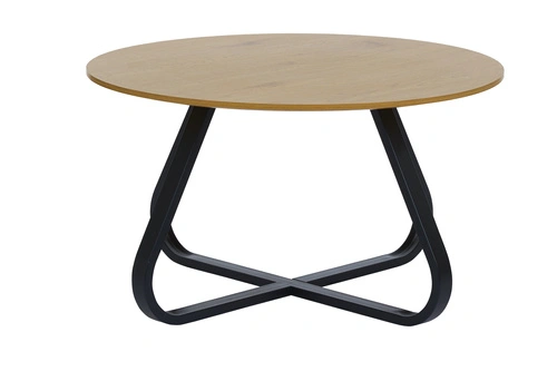 Kulatý konferenční stolek Resul 80 cm dub černý moderní loft do obývacího pokoje