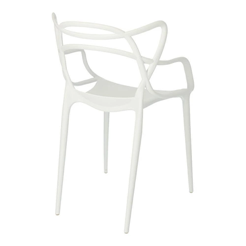 Bílá jídelní židle Lexi inspirovaná Master, moderní stohovatelná s područkami