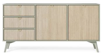 Komoda Sage 158 cm se zásuvkami a skříňkami v dekoru rybí kosti glamour do obýváku a ložnice