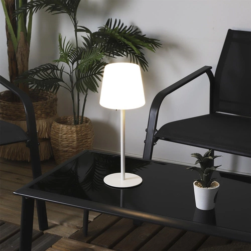 Intesi moderní bílá stolní LED lampa USB bezdrátová do obýváku a na terasu