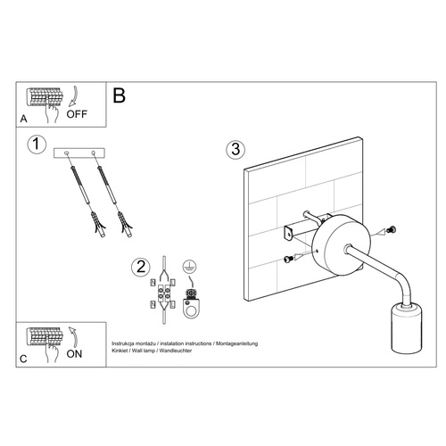 Nástěnné svítidlo DUOMO černé kovové moderní industriální do obýváku Sollux Lighting