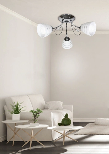 Závěsná lampa Simpli 3*40W E27 chrom s křišťálem + pruhované stínidlo
