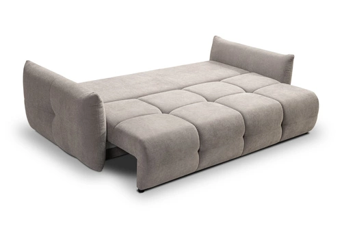 Rozkládací pohovka Bode pro 3 osoby s úložným prostorem a funkcí spaní světle šedá do obývacího pokoje