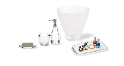 Akrylová transparentní mýdlenka Droplet Umbra moderní do koupelny na mýdlo