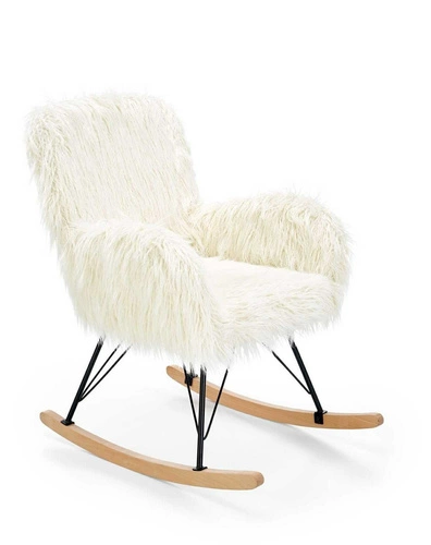 Houpací křeslo Natsu krémové do obýváku moderní boucle relaxační Intesi