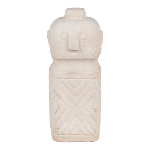 Dekorační cementová soška Totem House Nordic béžová do obýváku v boho stylu 15 cm