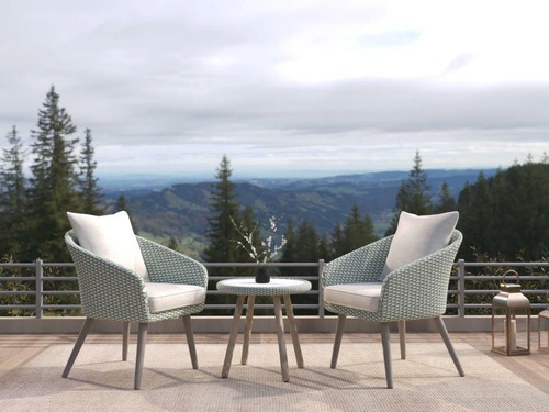 Zahradní bistro set 2 křesla a stolek s polštáři na terasu