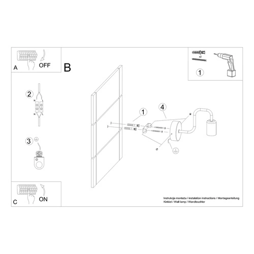 Nástěnné svítidlo VECTOR černé loftové ocelové do obýváku a ložnice SOLLUX LIGHTING